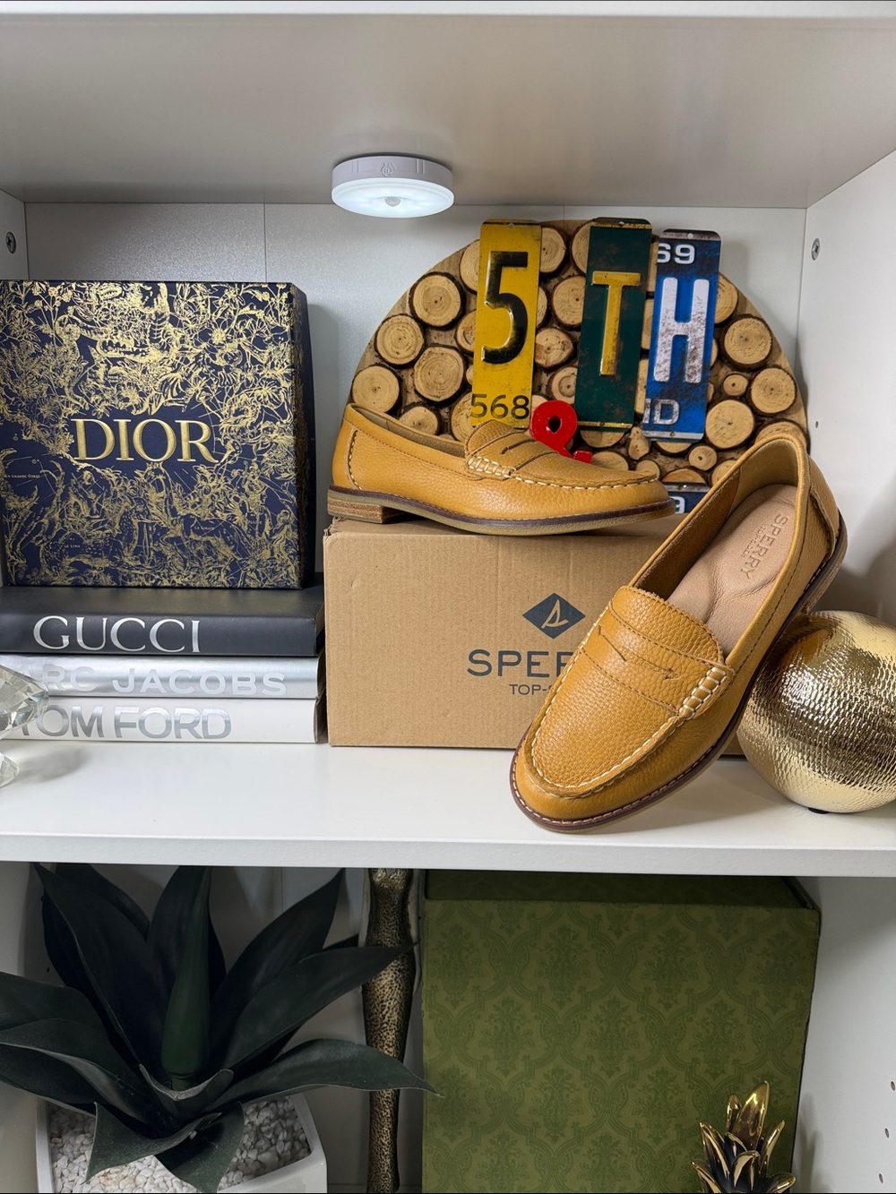 Sperry Mustard Tan Leather Penny Loafers